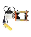 Heavy Duty One Ton Mini Electric Engine Hoist Walker In Solid Steel Garage Crane Setup featuring motor and pulleys.