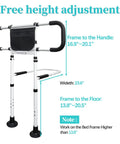 Bed Rails For Seniors With Adjustable Height, Storage Pocket, And Easy Assist Side Rails To Prevent Falls, Fits Under Mattress