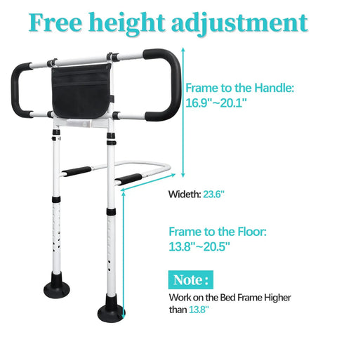 Bed Rails For Seniors With Adjustable Height, Storage Pocket, And Easy Assist Side Rails To Prevent Falls, Fits Under Mattress