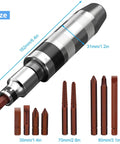 Heavy Duty Impact Driver Bit Set With S2 Alloy Steel Bits And Broken Bolt Extractor, 12 pieces, showing sizes and measurements.