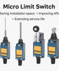 Rock Solid Micro Limit Switch With Coil Spring Rod 1NO 1NC 5A 250VAC IP65 shown in four variations for installation