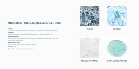 Ingredient highlights for EquiSheer Pro Grade Hydrodermabrasion Equipment Cleansing And Sanitizing Solution For Hydration Facial Machines, Aqua Peel Rinse And Clean, Hydro Peeling Gear Maintenance After Treatments, 16 Oz, US Brand