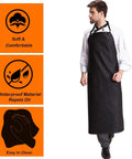 Man wearing Heavy Duty PU Apron And Latex Gloves Set For Kitchen And Lab Use, Waterproof And Stain Resistant Against Acids And Alkalis