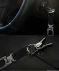Double Lock Carabiner Clip Keychain 3 Inch Zinc Alloy Carabiner For Camping Hiking Cycling And Backpack Gear Anti Error Easy Release Safety Lock Compact Durable Black Pack Of 2 attached to keys