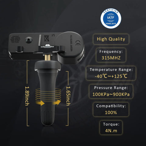 TPMS Sensor for GM Vehicles Including Chevy Silverado Equinox Camaro Cruze Express Tahoe Enclave Escalade GMC Buick Pontiac Saturn Saab and More Plug N Play Direct Fit OE 13598771 Compatible, 315MHz sensor