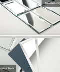 Beveled Silver Mirror Subway Backsplash Tiles for Kitchen and Bathroom, 3x6 Inch, showing edges and reflective surface