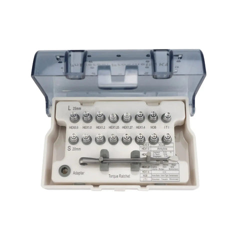 Implant Torque Wrench Set 10 To 70 Ncm Universal Screwdriver Ratchet Tool With One Wrench Kit And Sixteen Driver Bits