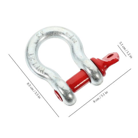 One Half Inch Galvanized Screw Pin Anchor Shackle Two Ton Kickass Lifting Rig For Trucks Built Strong With Zero Drama Off Road Tow Hook Mount Industrial Hardware Kit, 8.5 cm zinc shackle with red pin.
