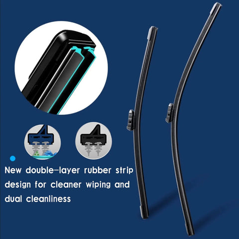 Heavy Duty Dual Rubber Windshield Wipers Rolling Through Storms Smooth As Butter For Chevy Silverado 1500 2500 3500 Hd Gmc Sierra Models 22 And 22 Inch featuring a close-up of double-layer rubber strip design.