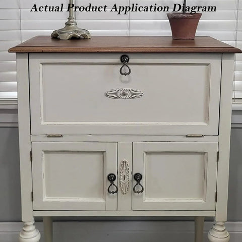 Antique cabinet with Set Of 4 Tear Drop Knob Pull Handles In Antique Bronze Finish, Zinc Alloy Cabinet Drawer Hardware installed.