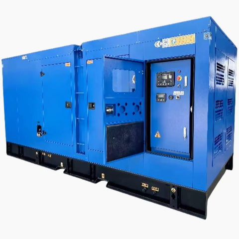 High Output Generator 400kW To 1000kW Open Chassis Beefed Up Industrial Power Plant For Heavy Duty Pumping And Backup Power With Onsite Utilities Available blue enclosed generator with control panel