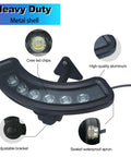 Detailed view of Solar Flag Pole Light with 12000mAh Battery, showing Cree LED chips, adjustable bracket, and waterproof aluminum housing.