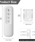 Ceiling Fan Remote Control Replacement with Wall Bracket, size dimensions shown, includes screw installation details.