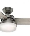 52 Inch Indoor Ceiling Fan With LED Light And Remote Control, Standard Mount, 3 Blades, Brushed Slate Finish For Bedroom, Living Room Or Kitchen