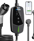 Dual Level Portable EV Charger With Smart App Control And 25 Foot Cable 12A Level 1 And 16A Level 2 Charging WiFi Bluetooth J1772 EVSE