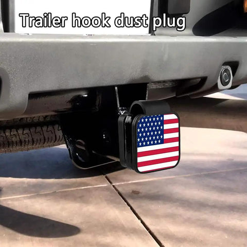 2 Inch Hitch Cover Tube Plug For 2 Inch Receivers Class 3 4 5 Fits Toyota Ford Jeep Chevy Nissan Dodge Ram Porsche Mercedes Polaris ATV UTV Durable Rubber Protector with American flag design on SUV