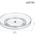 Slick Rotating Lazy Susan Turntable Spinner Fully Swiveling 11.5 Inch Clear Plastic Round Organizer from above with measurements.