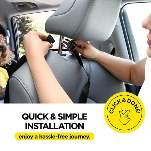 Back Seat Cover For Kids With 6 Pocket Organizer And Two Pack Kick Mats XL Backseat Protector installation in car