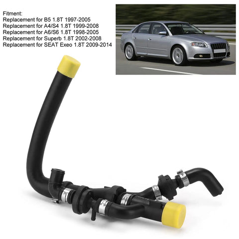 Universal Silicone Vacuum Check Valve Breather Hose Kit For Turbo Engine EA113 B5 B6 Models High Temp Reinforcement Stops Oil Vapor Backflow, black hose set