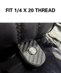 Tighten Up Your Setup With Badass Anti Theft Seat Screws Featuring A Cool Carbon Fiber Look And Heavy Duty Stainless Steel Body Fits 1 4 X 20 Threads Like A Glove includes a close-up of the carbon fiber look socket.