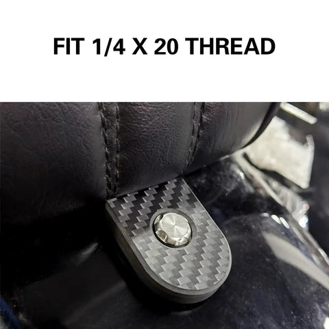 Tighten Up Your Setup With Badass Anti Theft Seat Screws Featuring A Cool Carbon Fiber Look And Heavy Duty Stainless Steel Body Fits 1 4 X 20 Threads Like A Glove includes a close-up of the carbon fiber look socket.