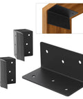 16 Piece Rock Solid L Bracket Set 2 By 2 By 4 Inch 14 Gauge Steel Corner Brackets With Matte Black Finish, showing three heavy duty brackets.
