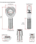 7/8 Inch Heim Joint Rod End Kit 2 Pack For Jeep Trucks And 4X4 Steering Suspension Systems showing detailed measurements and components.