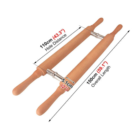 Modern Wooden Door Handle Set Push Pull For Entry Doors Back To Back Grip Natural Finish 59 Inch 150 Cm