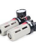 3 In 1 Compressed Air Filter Regulator Lubricator Combo With Pressure Gauge Three Eighth NPT 0 to 140 PSI Semi Auto Drain Durable Aluminum Body