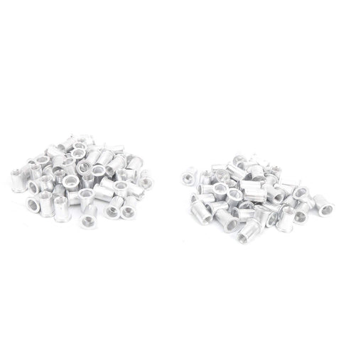 M10 100 Pcs Aluminum Flat Head Pull Riveting Nuts Set for Vertical Hardware Accessories displayed on a white surface.