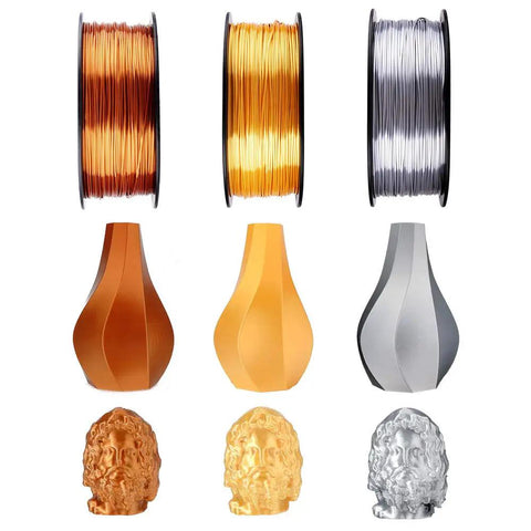 Premium Silk Metal PLA Filament 1.75mm Great For 3D Printers Dope Metallic Gold Finish Hella Smooth Top Tier Precision Plus Zero Sanding Required One Kilogram Spool