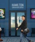 55 Inch Sunshine Ready Outdoor Digital Display Featuring Rock Solid Weatherproof Design And Badass 2500 Nit Brightness For Crisp Visual Ads And No Hassle Public Messaging Setups outside Hamilton Convention Center