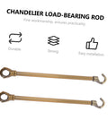 Heavy Duty Chandelier Rod With Ceiling Hook System For Easy DIY Install, Durable metal holder with vintage hook in gold brass finish