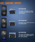 Seven Pin DPDT Rocker Switch With Blue Jumpers On Off On Dual Load Control 20A 12V DC And 10A 24V DC Rated Easy Install Replacement For OEM Switch Panels Ideal For Cars Trucks Jeeps Boats RVs, LED nav/anchor lights