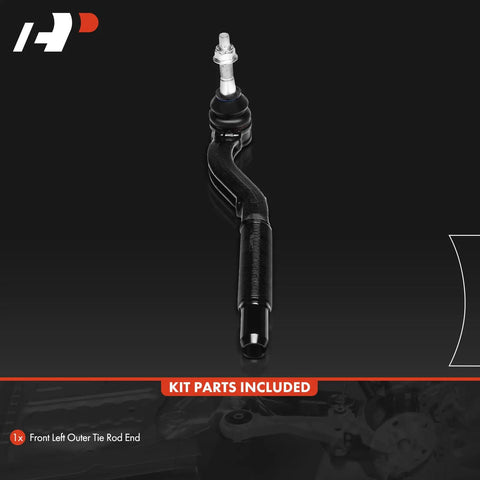 Front Left Outer Tie Rod End for Jeep Wrangler JL and Gladiator JT 2018 to 2024 Replacement Steering Linkage Easy Install OE Fit Beefy Heavy Duty Ball Joint, black steel