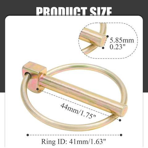 12 Pc One Quarter Inch Locking Hitch Pins With Ring Kit, 44mm long, 5.85mm diameter, carbon steel, round cotter clip visible