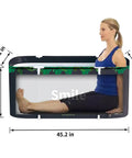 Portable Folding Japanese Soaking Tub For Adults With Cover, Freestanding Home Spa Bath, Large Green Tub with woman inside