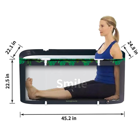 Portable Folding Japanese Soaking Tub For Adults With Cover, Freestanding Home Spa Bath, Large Green Tub with woman inside