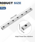 Image showing Two Pack 100mm MGN7 Linear Sliding Rail Guide in Bearing Steel with dimensions and thread size details.