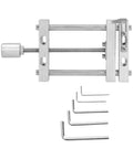 Compact Aluminum Alloy Bench Vise With Drill Press Mount For Woodworking And Engraving Features Ninety Millimeter Jaw Opening components with hex keys
