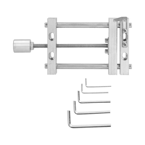 Compact Aluminum Alloy Bench Vise With Drill Press Mount For Woodworking And Engraving Features Ninety Millimeter Jaw Opening components with hex keys