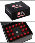 16 Piece 7075 Aluminum Open End Lug Nuts M12 X 1.5 With 4 Lock Nuts And Key Red Conical Seat Heavy Duty Anodized Finish Fits Most Cars And Wheels LN T7 010 15 RD in packaging