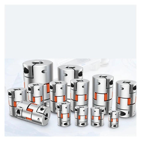 Multiple Plum Jaw Shaft Couplings With Buffer Structure For CNC Motors 8mm Bore And Clamp Locking To Prevent Slipping On Servo Stepper Systems D40 L50 Aluminum Body.