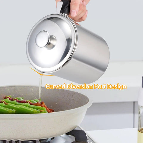 A Total Game Changer, This Heavy Duty Bacon Grease Keeper Boasts A Fine Mesh Strainer, 74 Oz Stainless Oil Jug For Kitchen Frying And Roasting, No Fuss Spill Proof Lid, Solid Grip Handle Included
