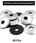 60-piece stainless steel sealing washer set with neoprene bonded rubber, 1/4 in. ID x 1 in. OD for screws