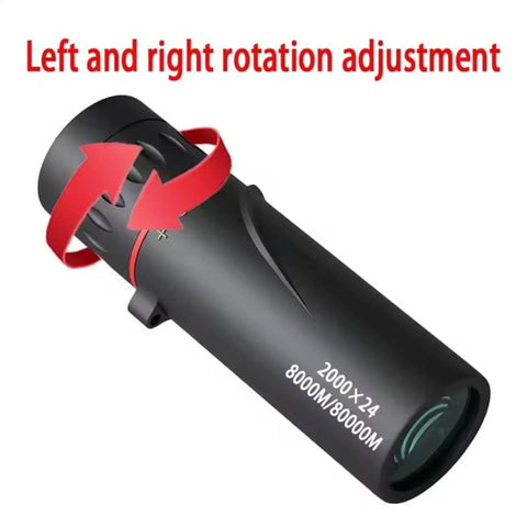 8X Magnification Monocular Telescope For Hiking Bird Watching Stargazing And Outdoor Adventures Ultra Portable One Tube Design Delivers Crisp Clarity With Multi Coated Optics Lightweight Pocket Scope For Real Outdoor Explorers. black monocular telescope with left-right rotation adjustment