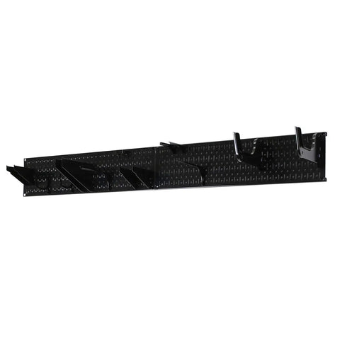 Garage Storage Wall Mount Pegboard System 64 Inch Wide Heavy Duty Metal Pegboard Set Black For Lawn And Garden Tools With 13 Strong Hooks And Brackets Easy To Install And Expandable