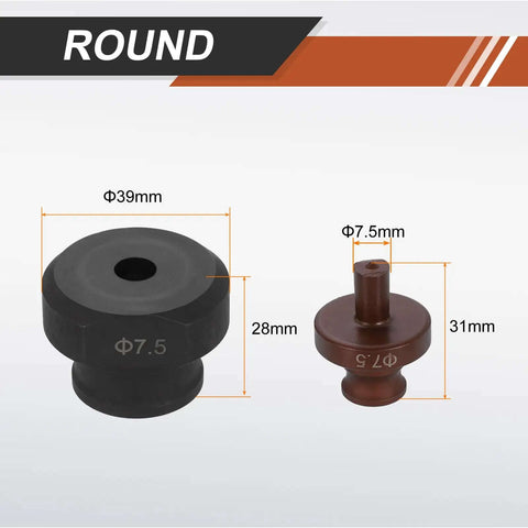 Hydraulic Hole Punch Die 7.5mm Round Hole For Electric Punching Machine Kit MHP-20 JP-20 With 40Cr Steel Construction dimensions