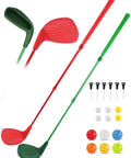 Two Pack Backyard Golf Clubs With Telescopic Aluminum Shafts 18 To 38 Inches, Oversized Forgiving Heads, foam balls, tees