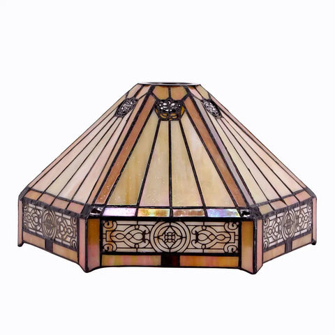 Lit Tiffany Style Pendant Light Hardwired Yellow Hexagon Stained Glass 12 Inch Mission Hanging Lamp S011 Series Shade